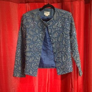 Embellished Blue Beaded Jacket by